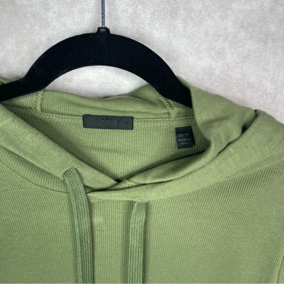 ATM Anthony Thomas Melillo Ribbed Hoodie Top In Olive Green Women's Size XS - Picture 4 of 6